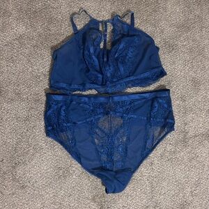 Torrid Blue Bralette and panty set with rhinestones